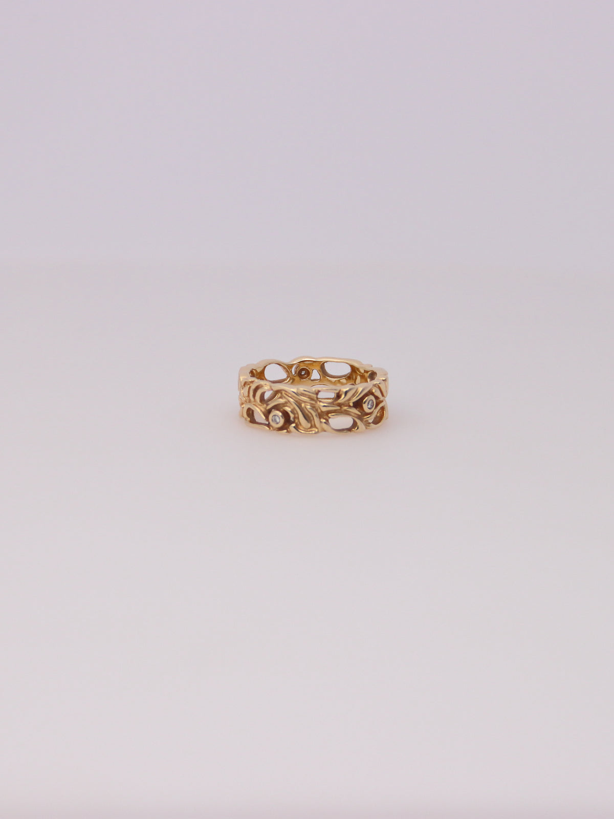 14K Yellow Gold Filigree Diamond Bezel Ring