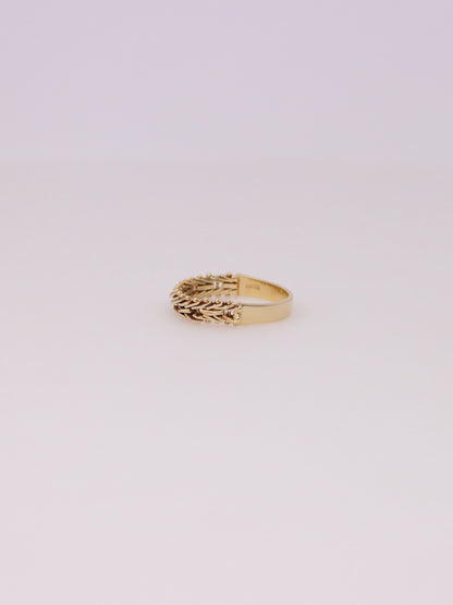 14K Yellow Gold Woven Chain Link Ring