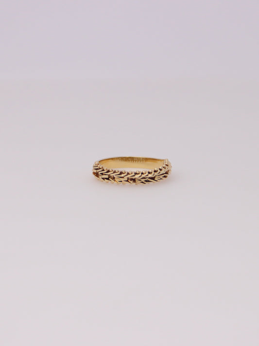 14K Yellow Gold Woven Chain Link Ring