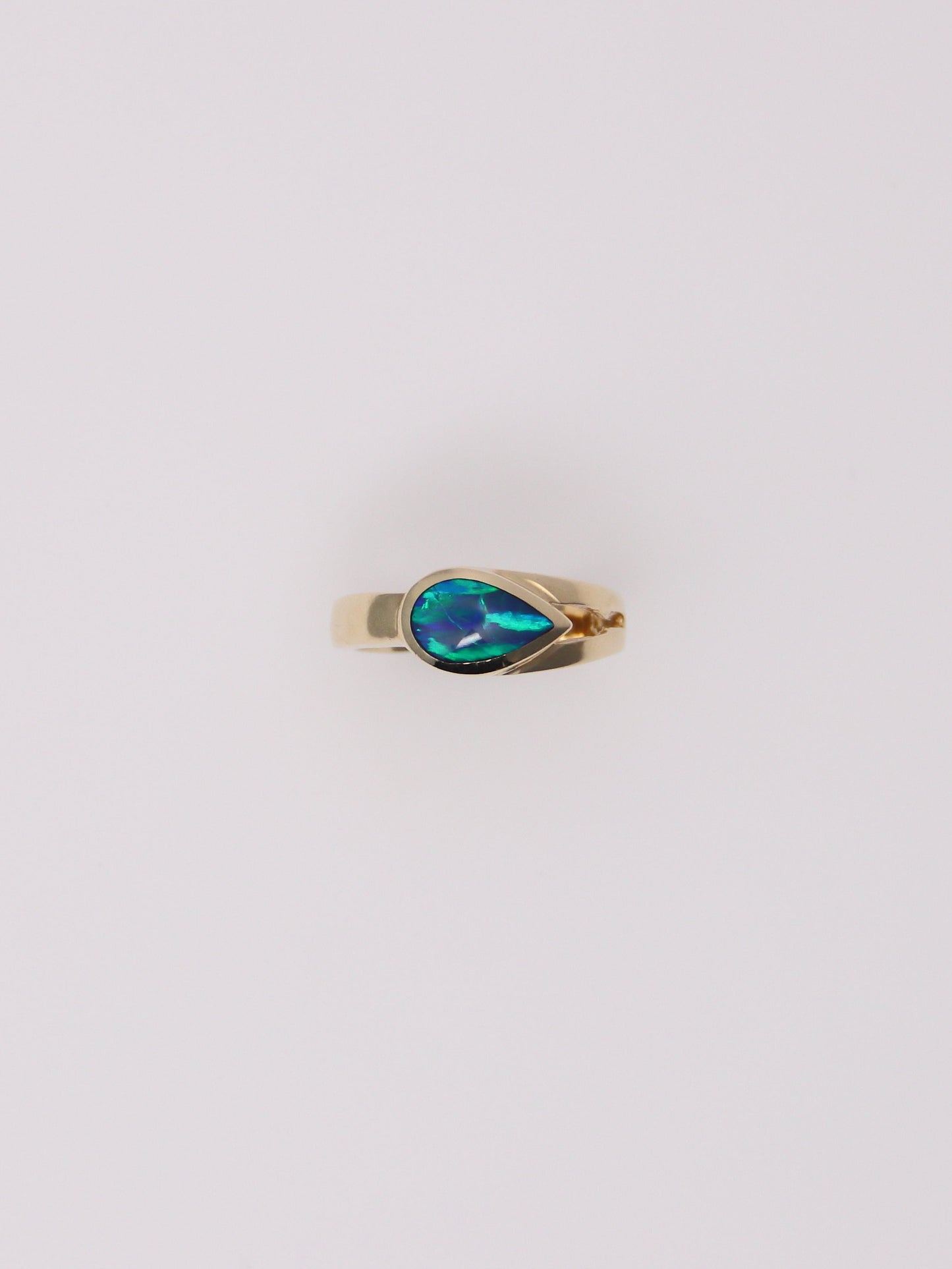 14K Yellow Gold Boulder Opal Inlay Ring