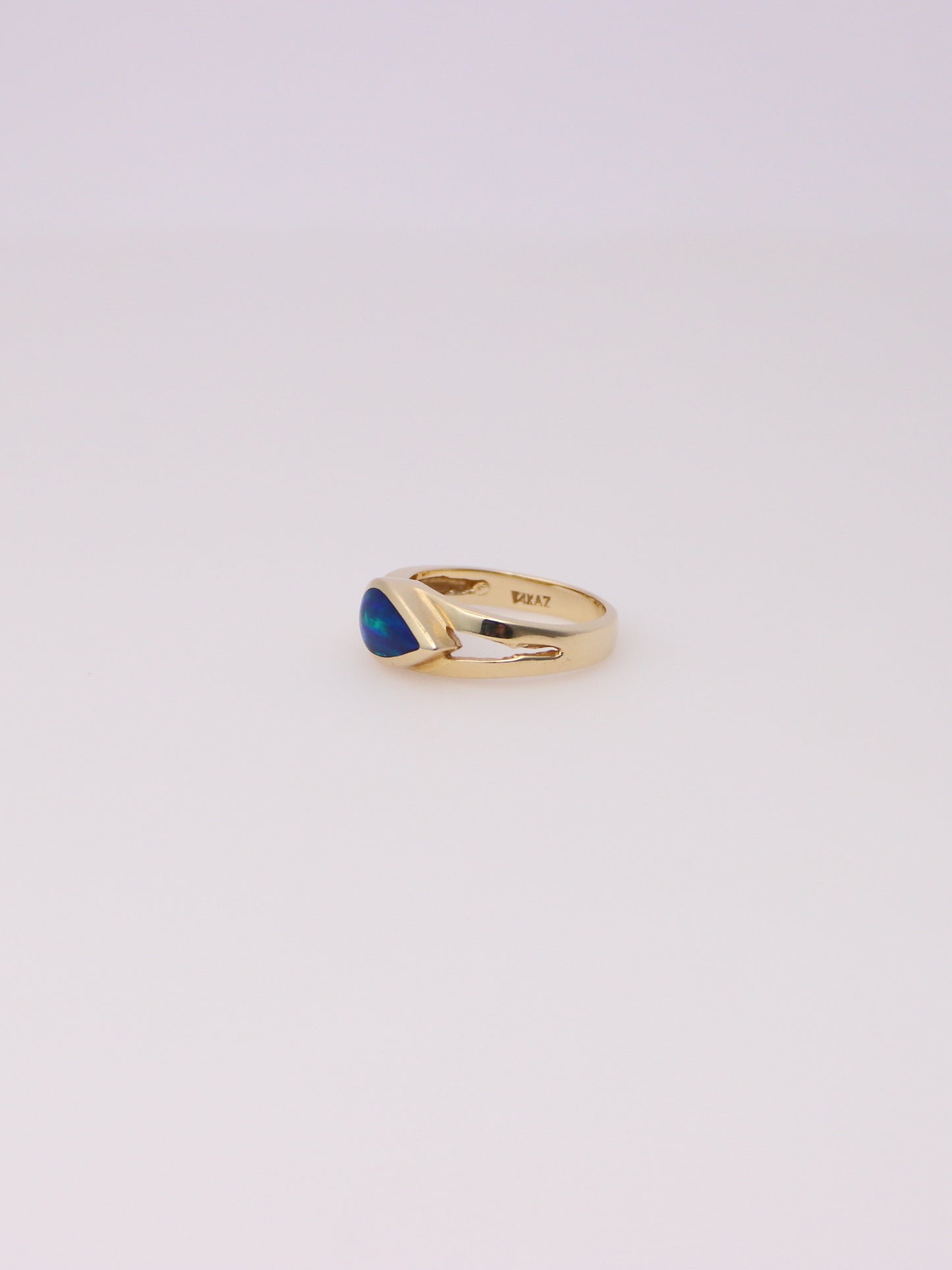 14K Yellow Gold Boulder Opal Inlay Ring