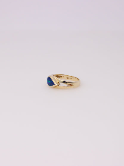 14K Yellow Gold Boulder Opal Inlay Ring