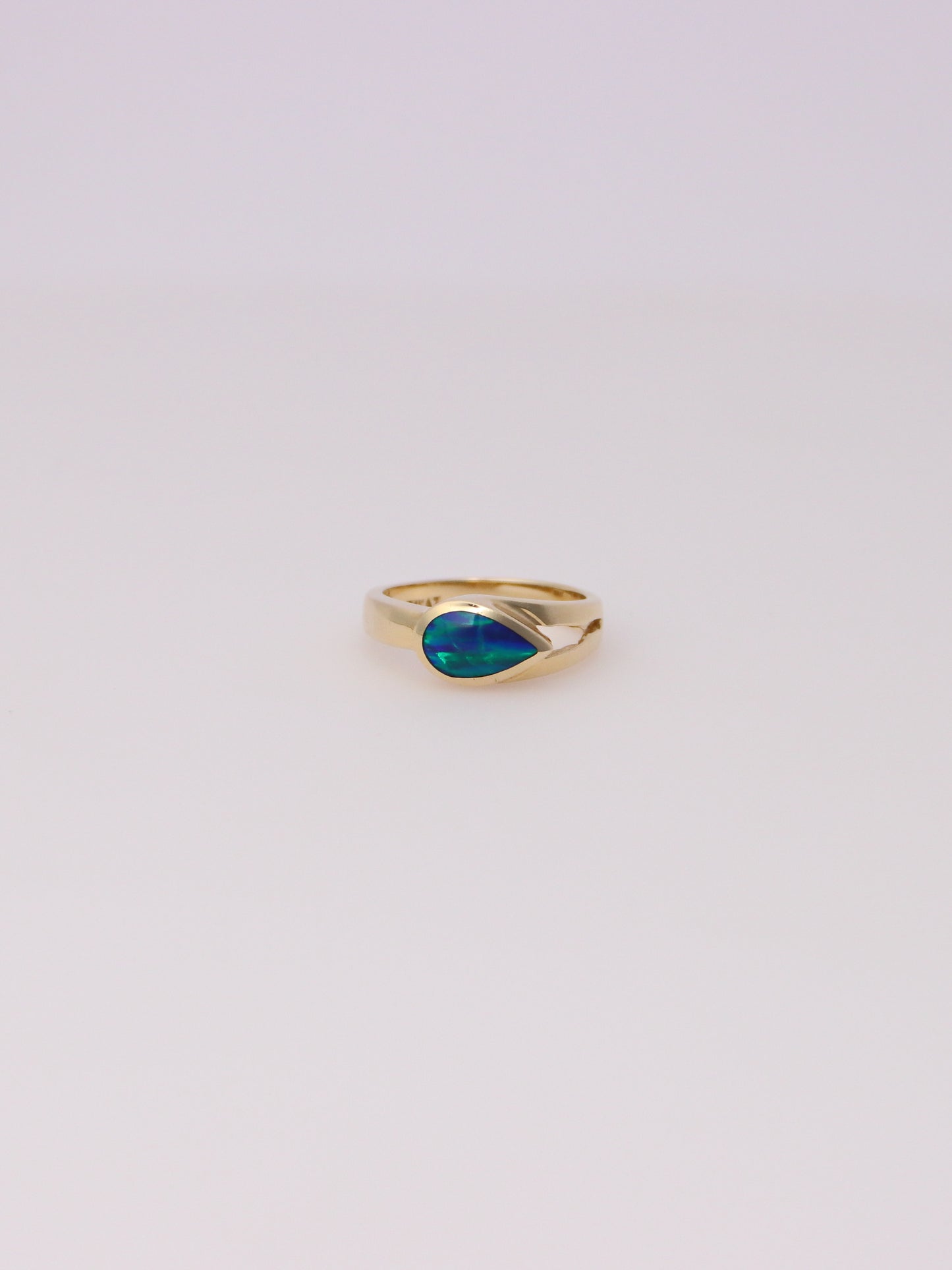 14K Yellow Gold Boulder Opal Inlay Ring