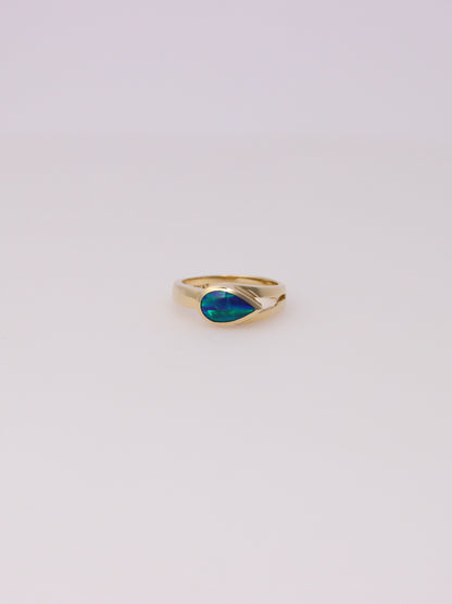 14K Yellow Gold Boulder Opal Inlay Ring
