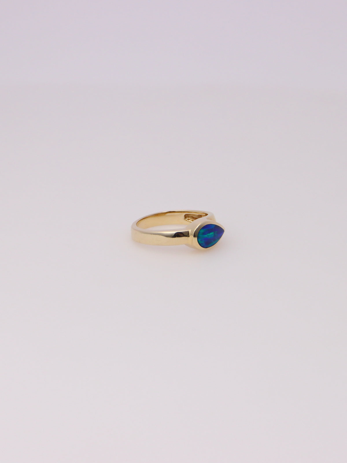 14K Yellow Gold Boulder Opal Inlay Ring