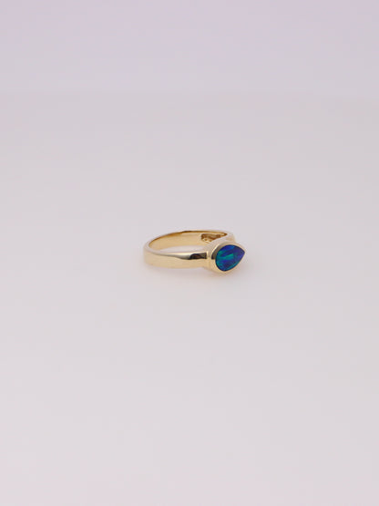 14K Yellow Gold Boulder Opal Inlay Ring