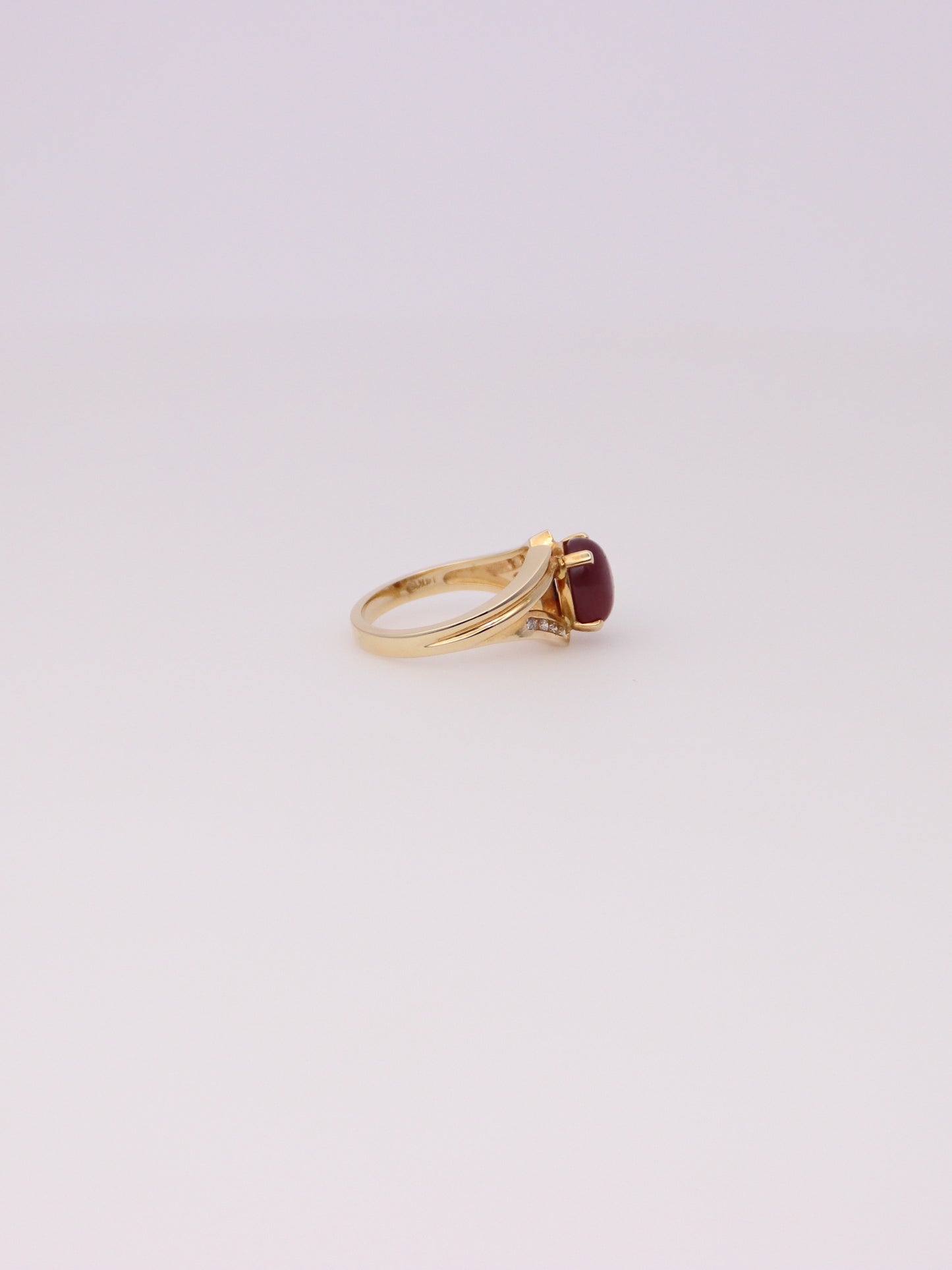 14K Yellow Gold Star Ruby and Diamond Ring