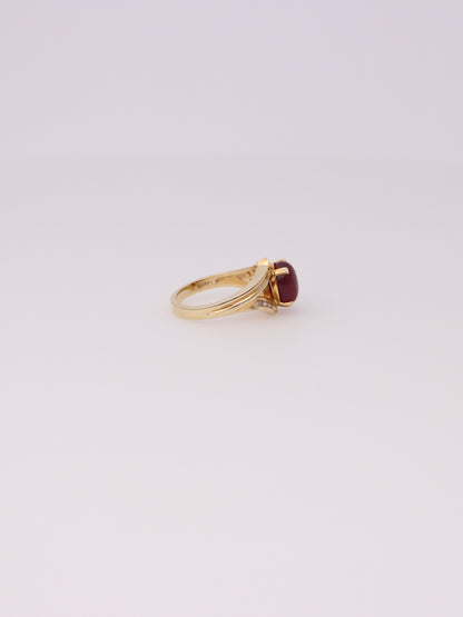 14K Yellow Gold Star Ruby and Diamond Ring