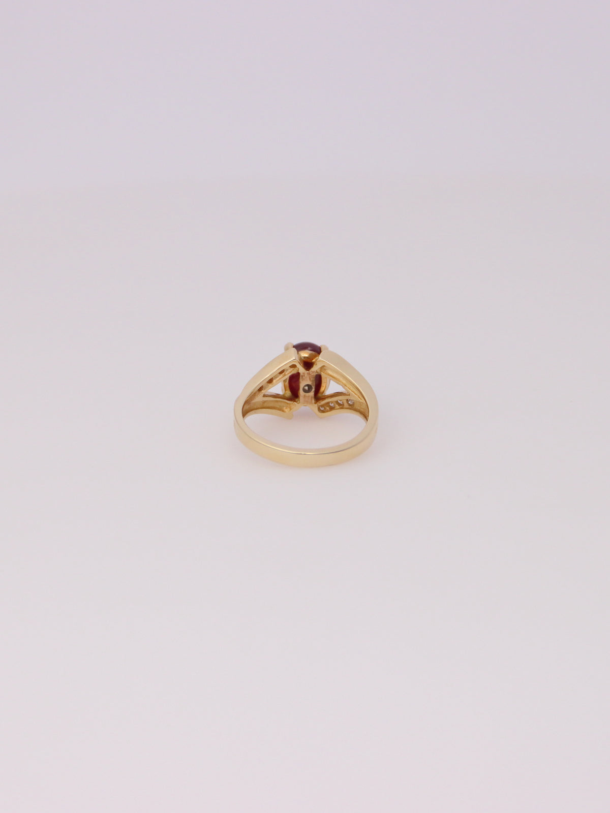 14K Yellow Gold Star Ruby and Diamond Ring