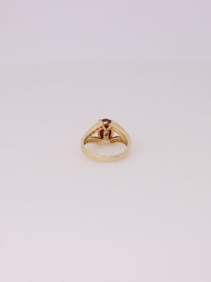 14K Yellow Gold Star Ruby and Diamond Ring