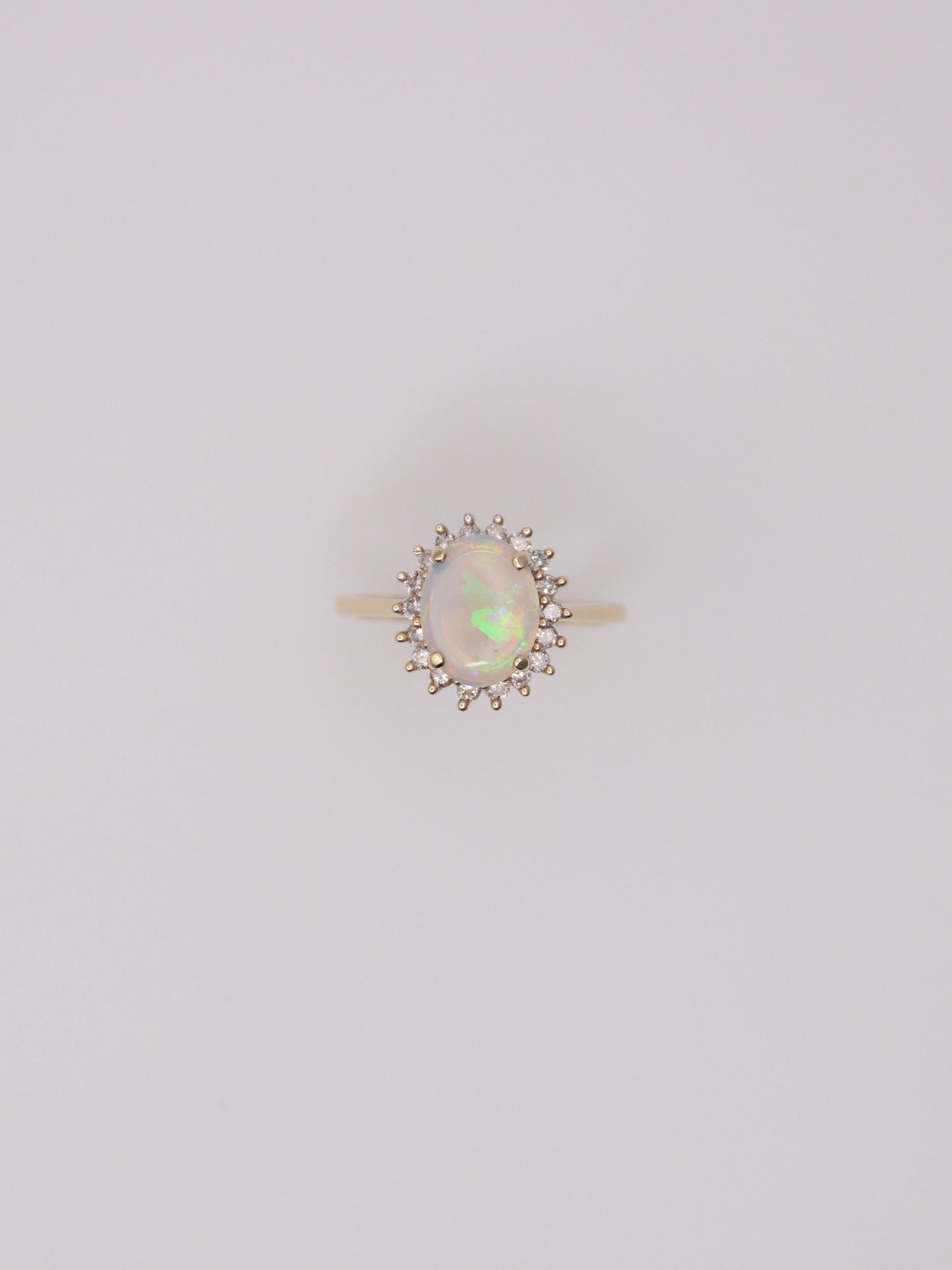 14K Yellow Gold Jelly Opal Diamond Ring