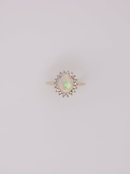 14K Yellow Gold Jelly Opal Diamond Ring