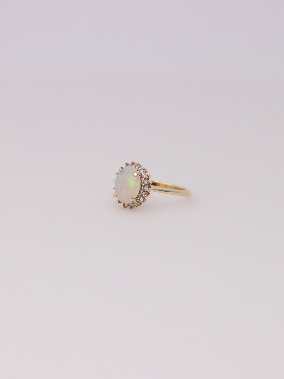 14K Yellow Gold Jelly Opal Diamond Ring