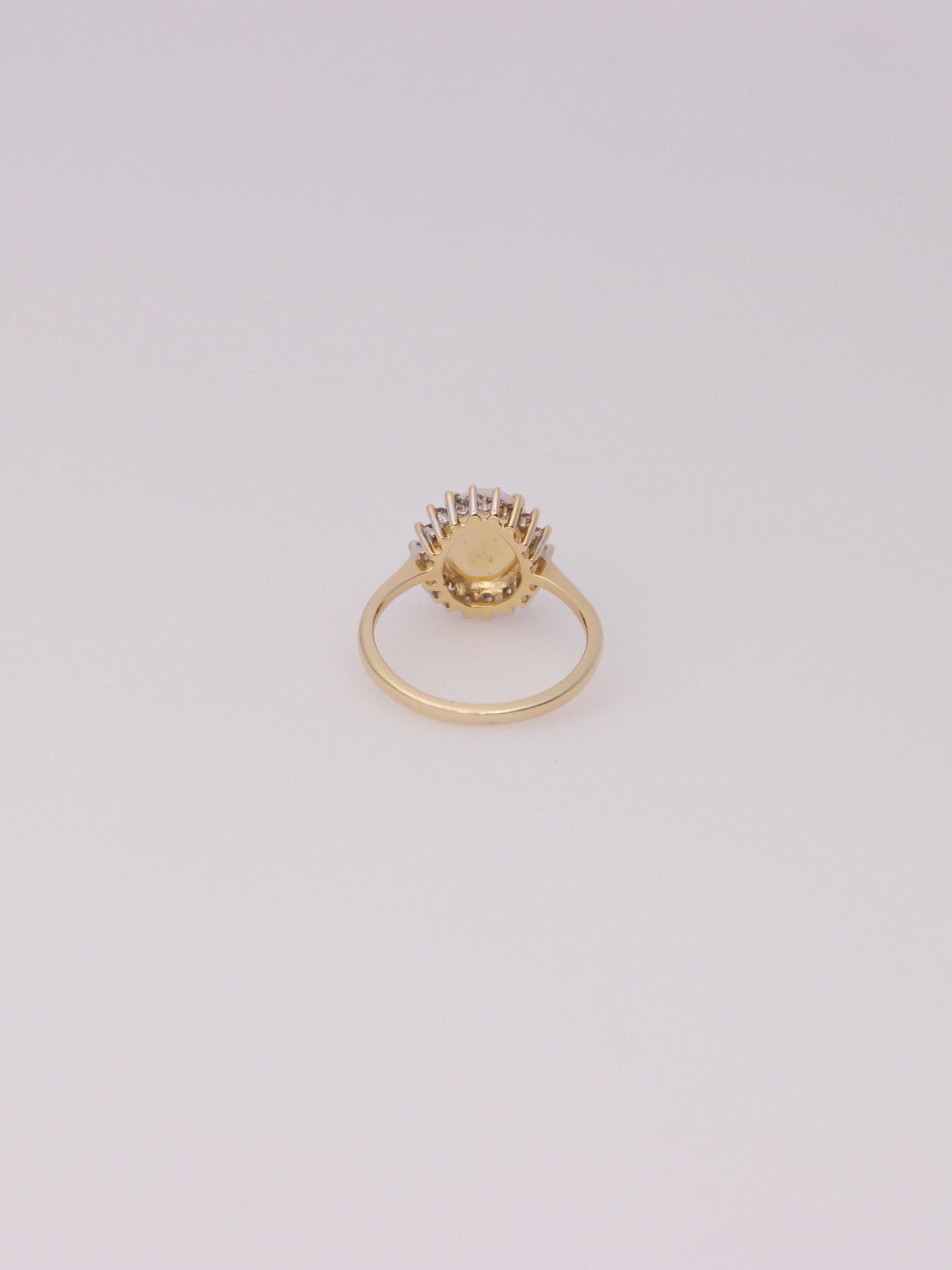 14K Yellow Gold Jelly Opal Diamond Ring