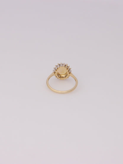 14K Yellow Gold Jelly Opal Diamond Ring
