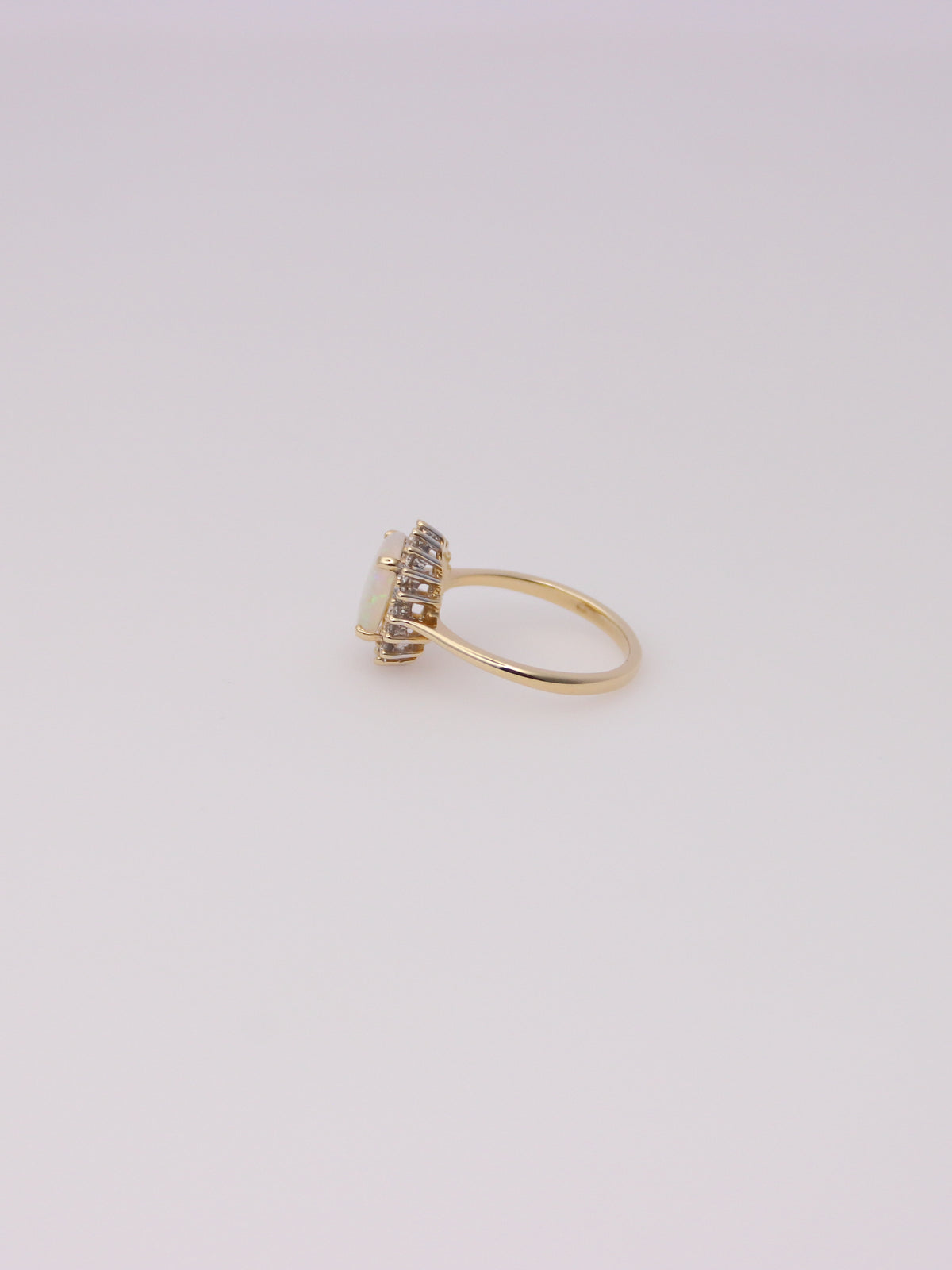 14K Yellow Gold Jelly Opal Diamond Ring