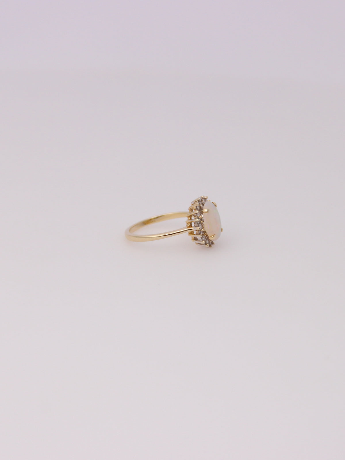 14K Yellow Gold Jelly Opal Diamond Ring