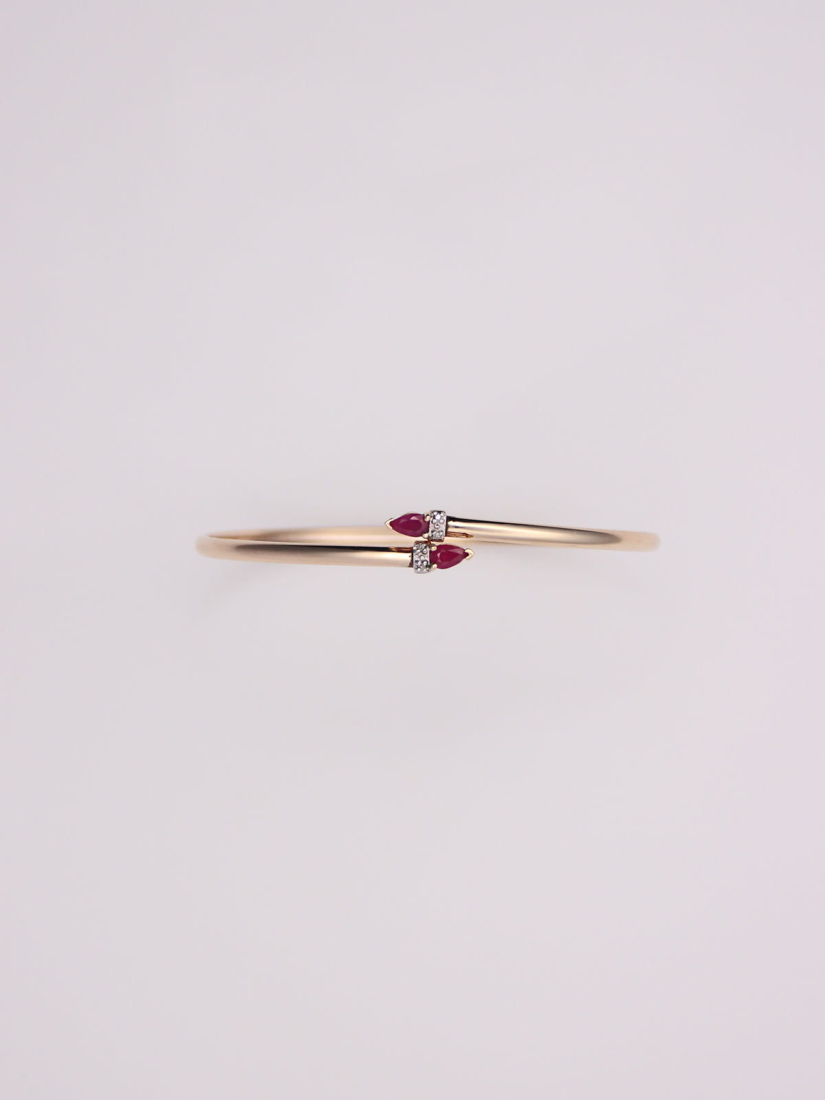 10K Yellow Gold Ruby and Diamond Bypass Bangle