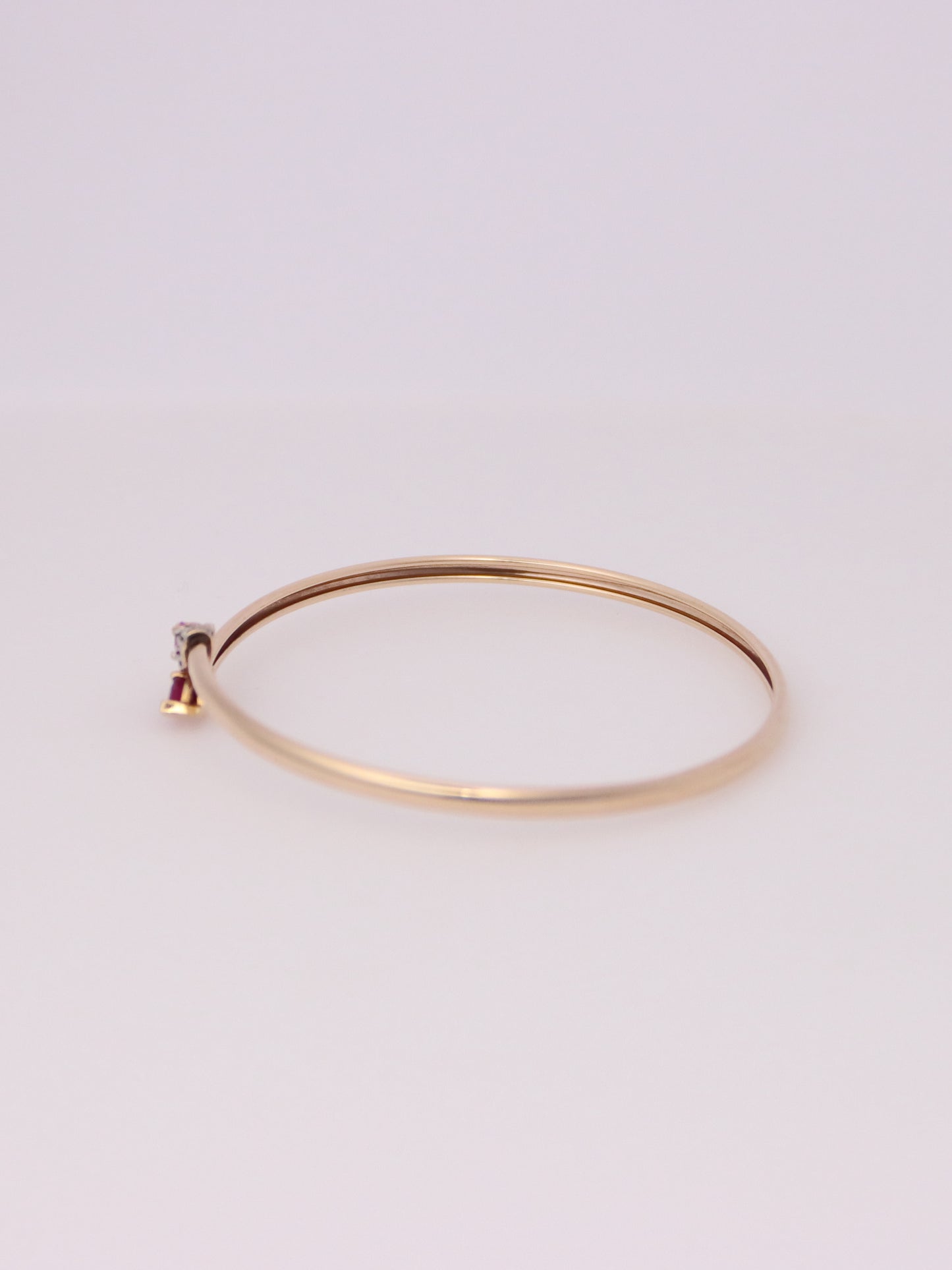 10K Yellow Gold Ruby and Diamond Bypass Bangle