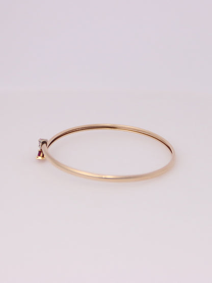 10K Yellow Gold Ruby and Diamond Bypass Bangle