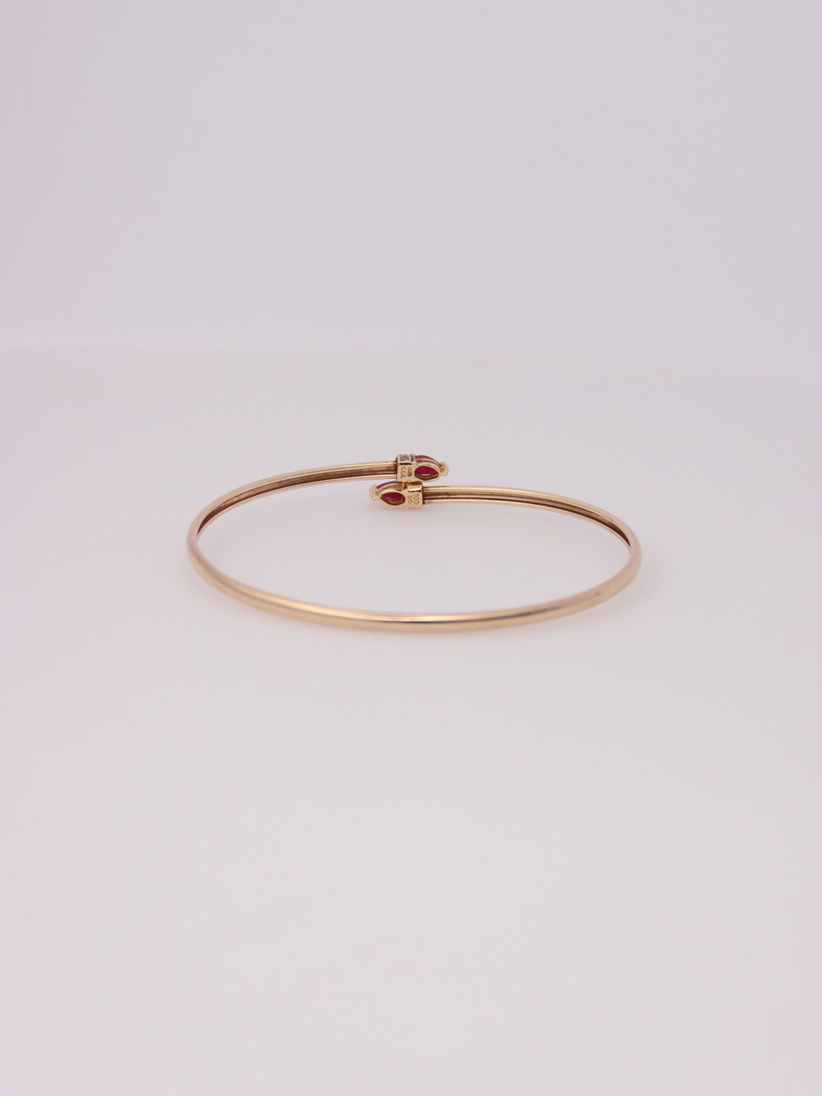 10K Yellow Gold Ruby and Diamond Bypass Bangle