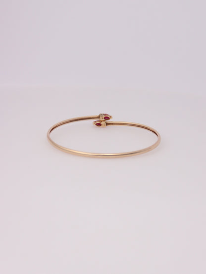 10K Yellow Gold Ruby and Diamond Bypass Bangle