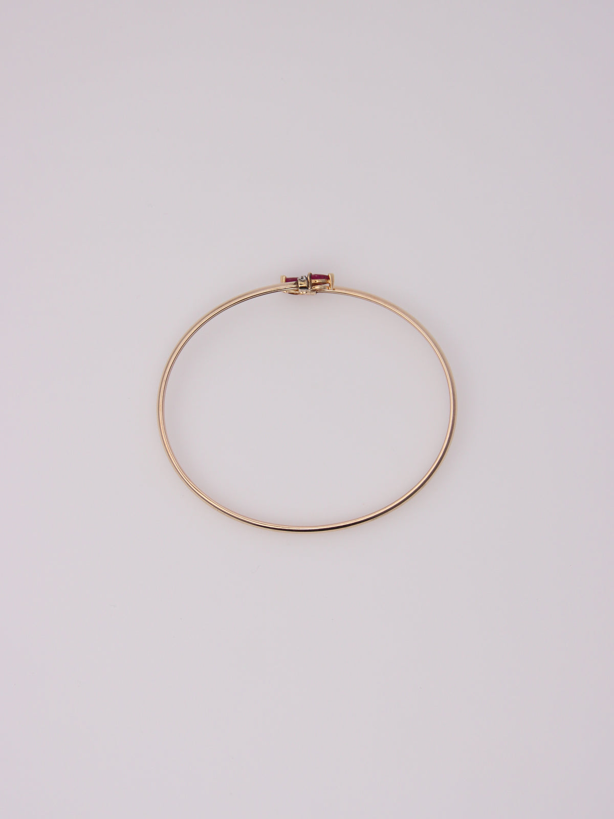 10K Yellow Gold Ruby and Diamond Bypass Bangle