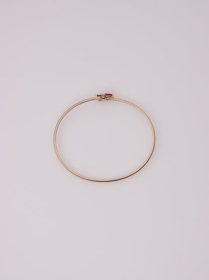 10K Yellow Gold Ruby and Diamond Bypass Bangle