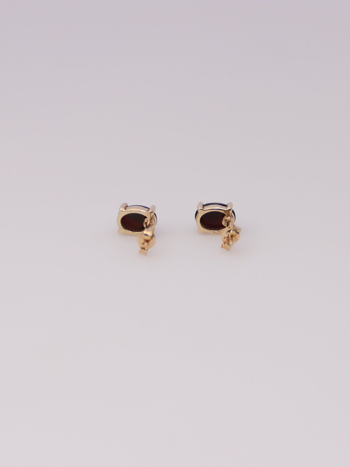 10K Yellow Gold Black Opal Studs