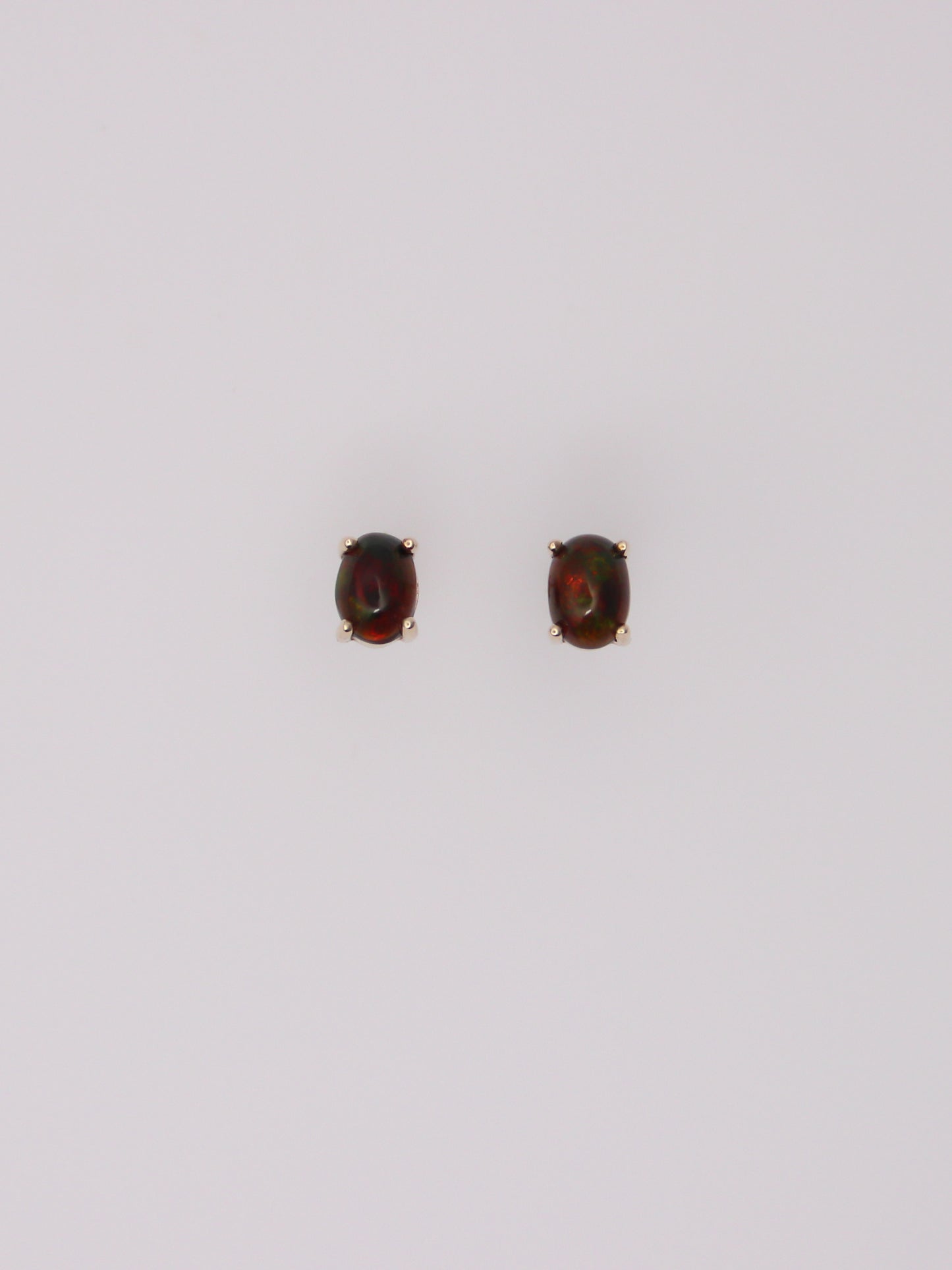 10K Yellow Gold Black Opal Studs