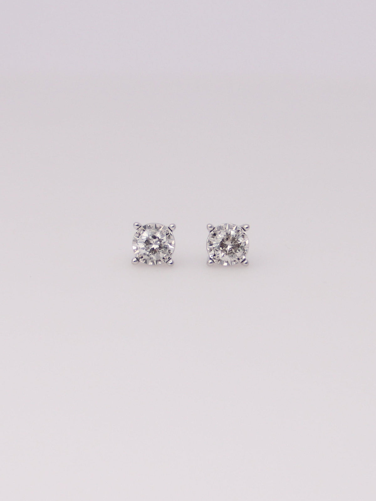 10K White Gold Round Diamond Studs