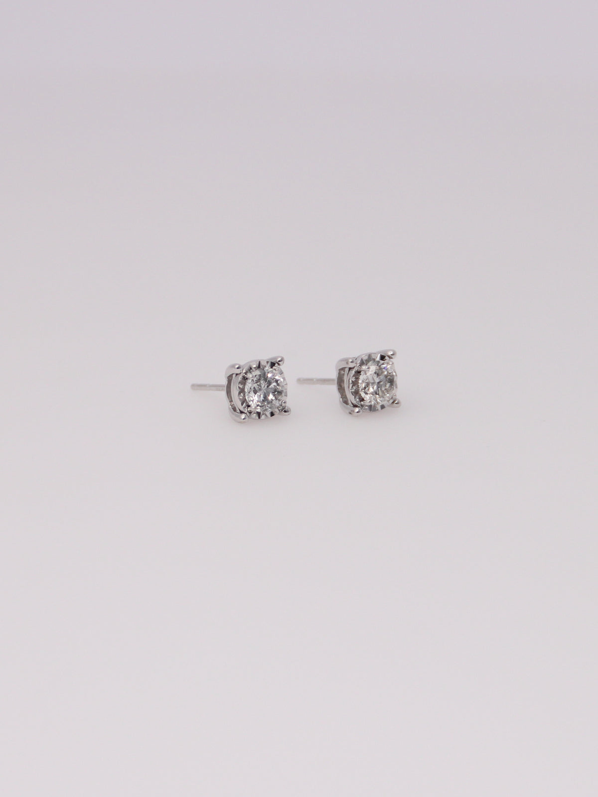 10K White Gold Round Diamond Studs