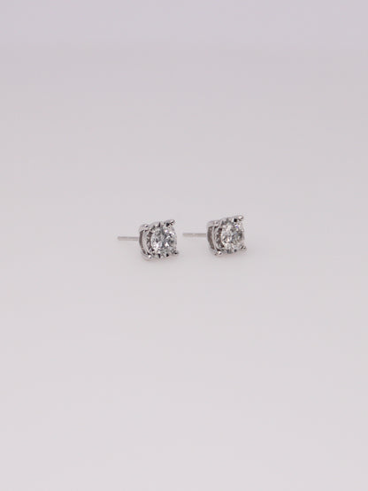 10K White Gold Round Diamond Studs