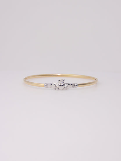 10K Two-Tone Claddaugh Bangle