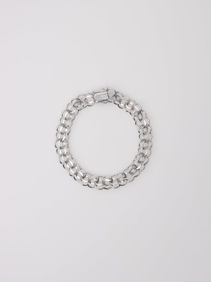 14K White Gold Circle Link Charm Bracelet