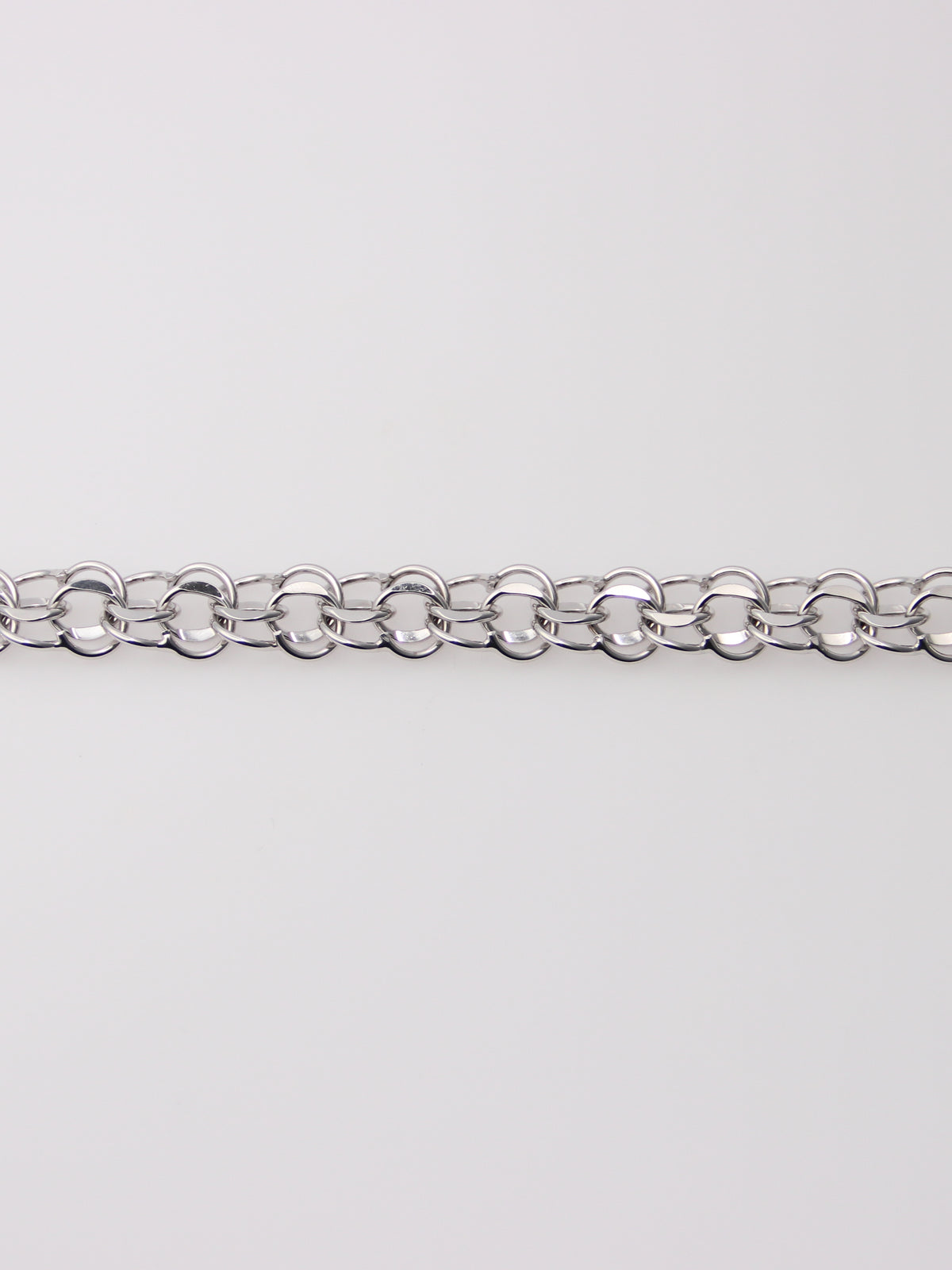 14K White Gold Circle Link Charm Bracelet
