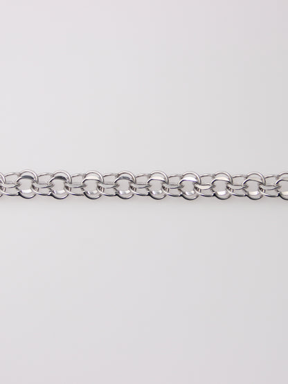 14K White Gold Circle Link Charm Bracelet
