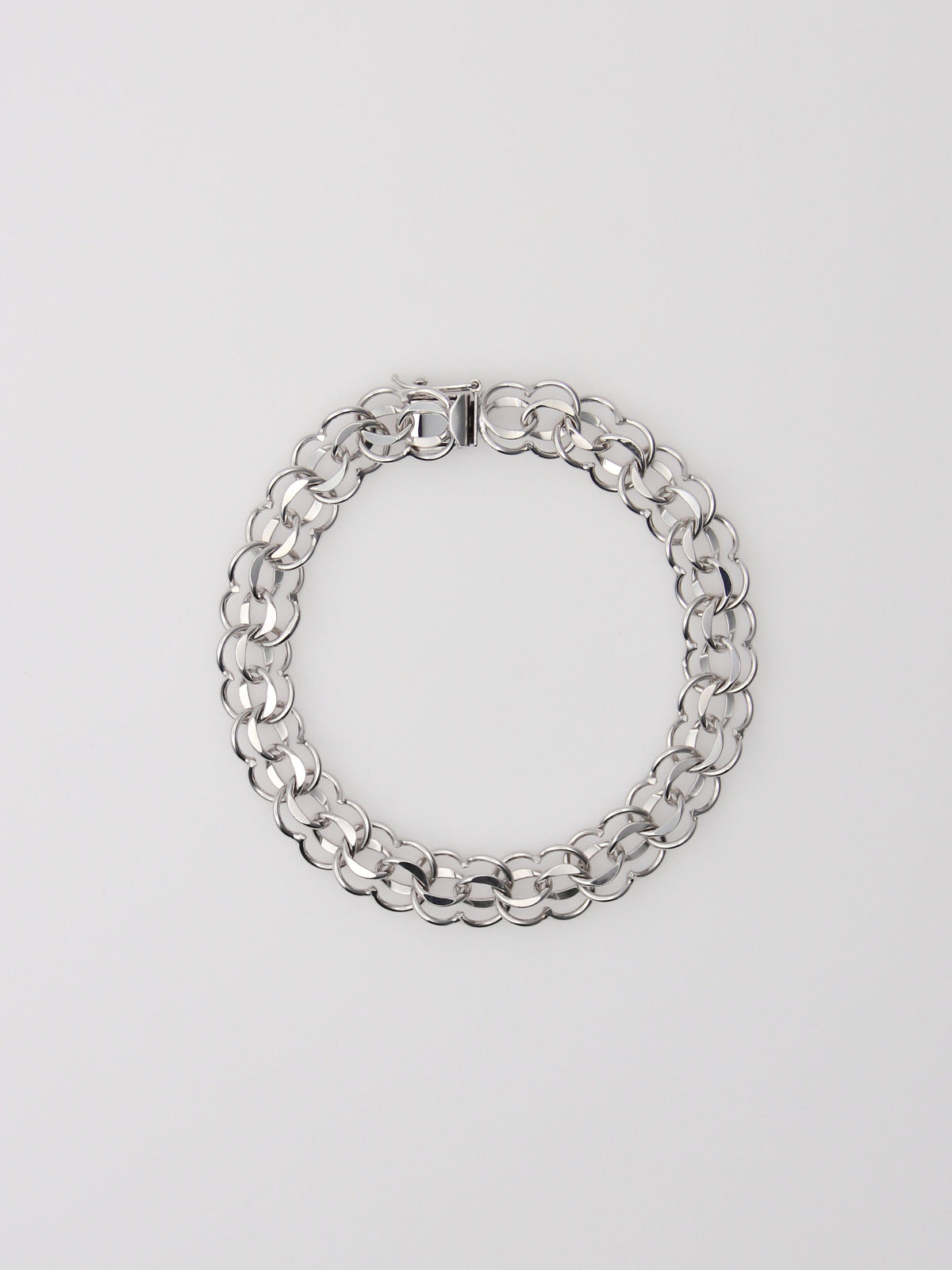 14K White Gold Circle Link Charm Bracelet