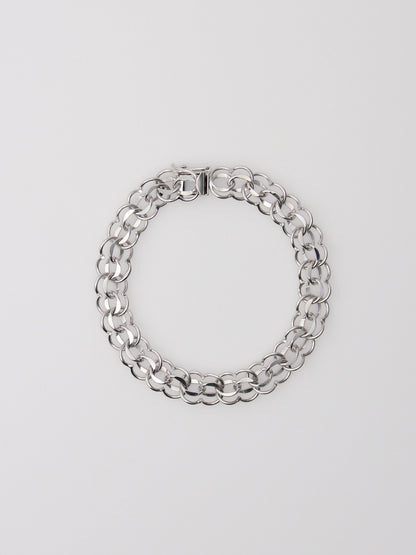 14K White Gold Circle Link Charm Bracelet