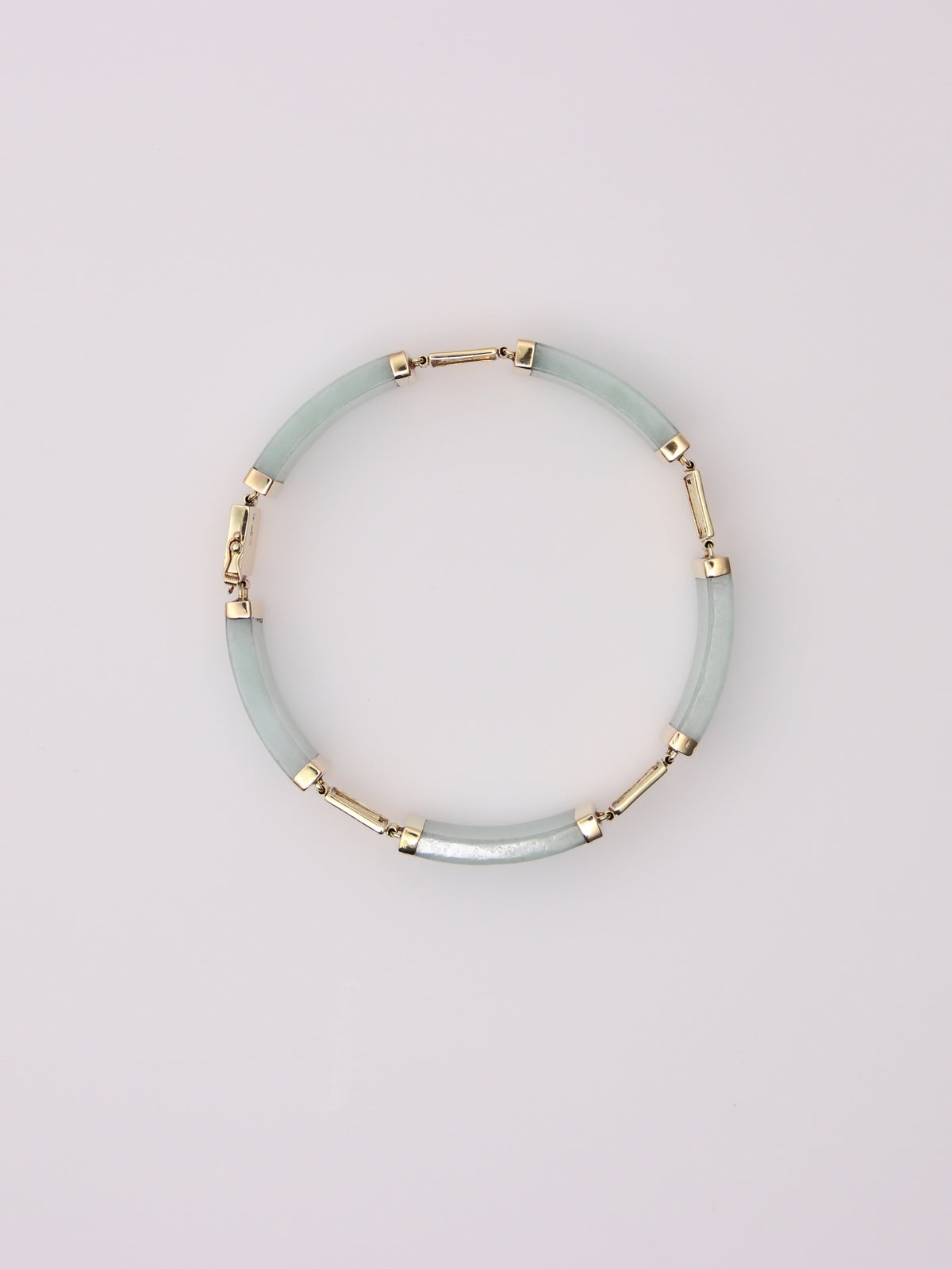 14K Yellow Gold Jade Station Bracelet