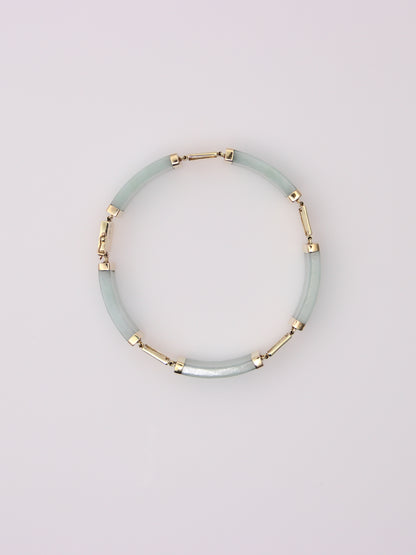14K Yellow Gold Jade Station Bracelet