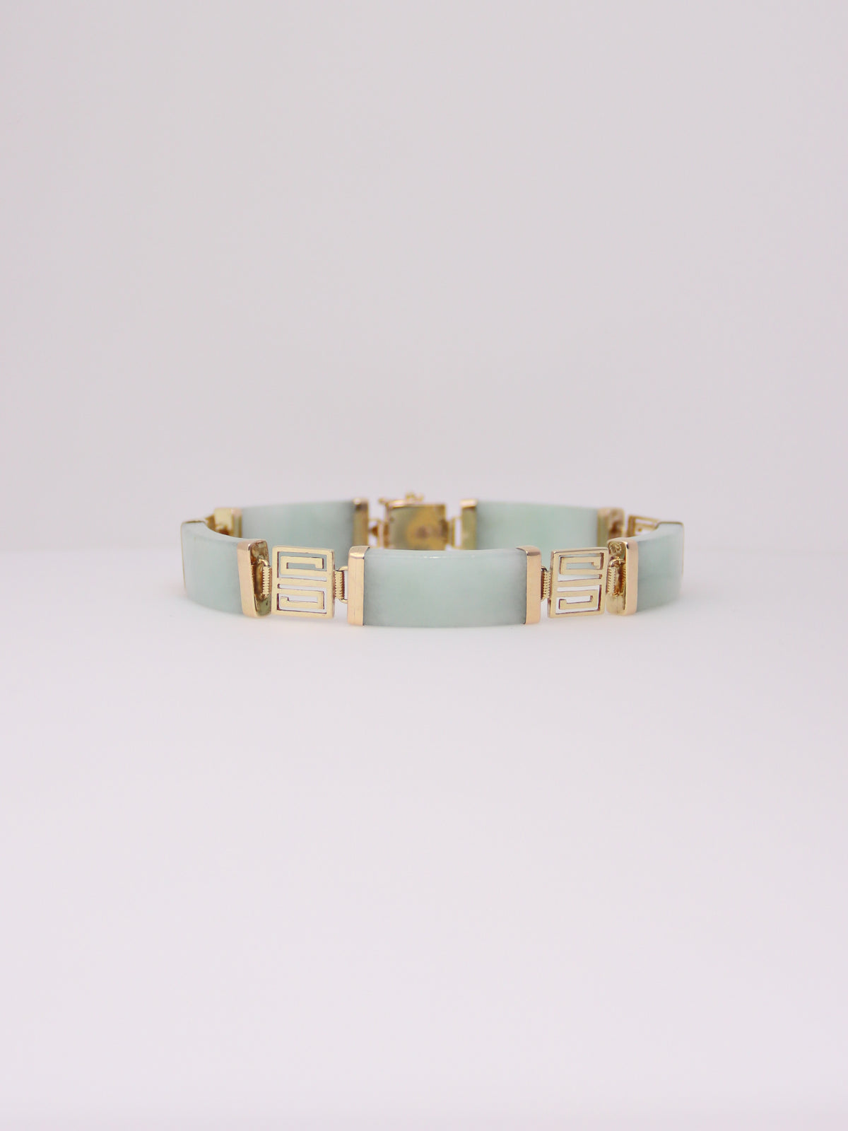 14K Yellow Gold Jade Station Bracelet