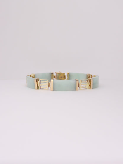14K Yellow Gold Jade Station Bracelet