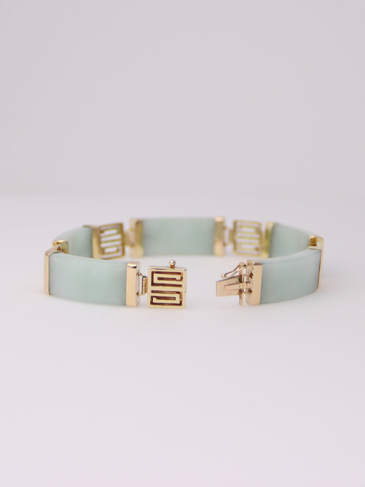 14K Yellow Gold Jade Station Bracelet
