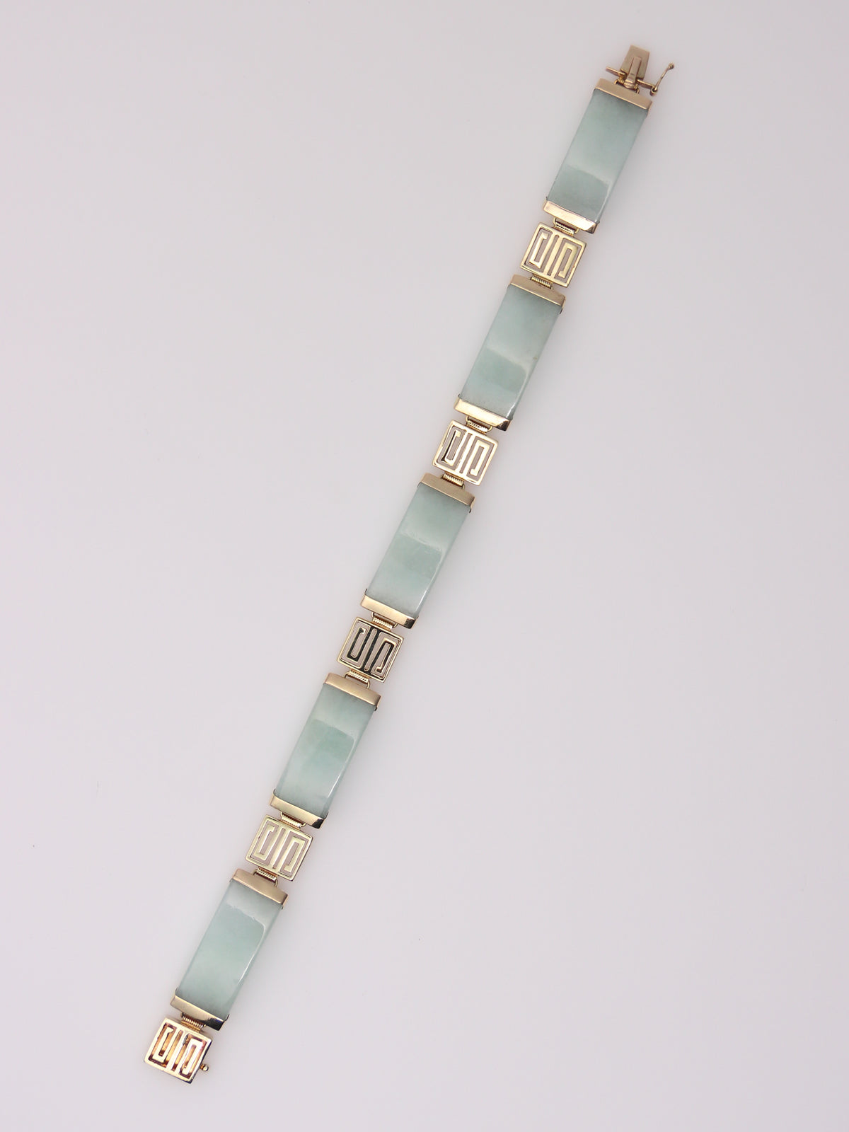 14K Yellow Gold Jade Station Bracelet