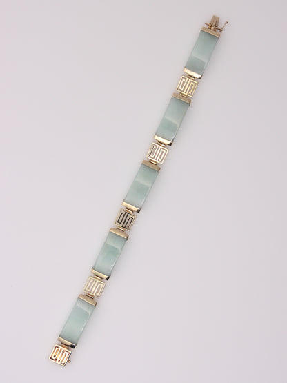 14K Yellow Gold Jade Station Bracelet