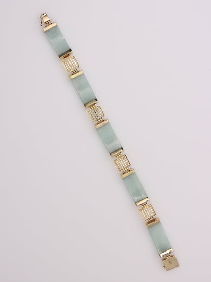 14K Yellow Gold Jade Station Bracelet