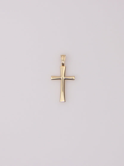 14k Yellow Gold Solitaire Diamond Cross Pendant
