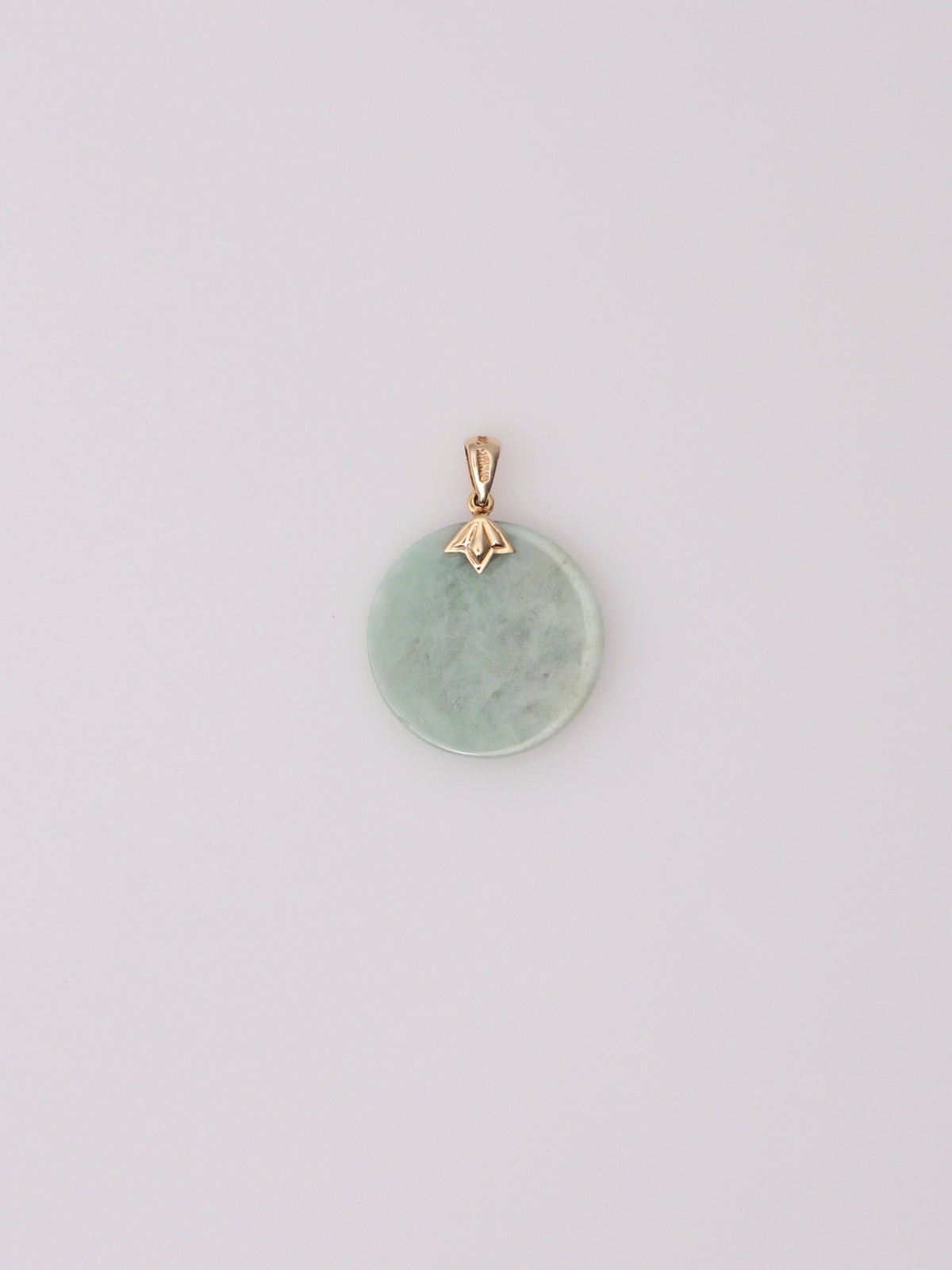 14K Yellow Gold Jade Moon and Star Pendant