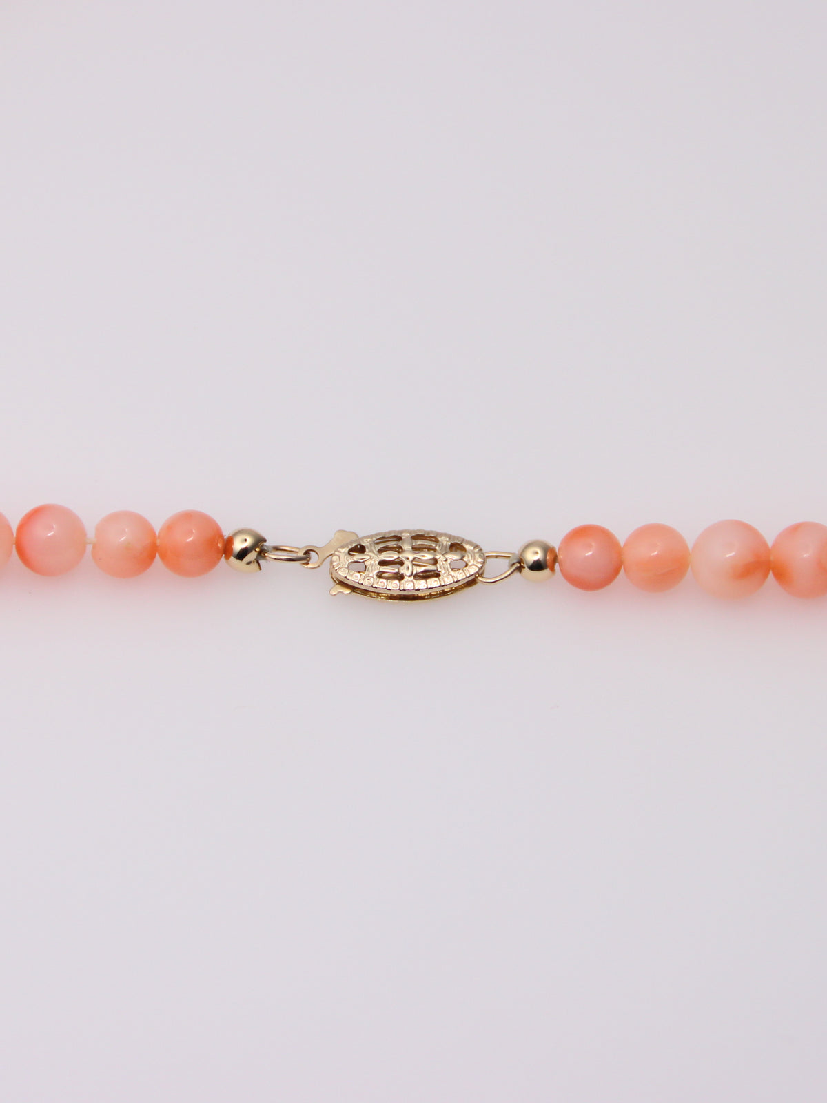 14K Yellow Gold Coral Bead Station Necklace